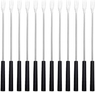 Kichvoe Stainless Steel Fondue Forks: 12Pcs Roasting Smores Sticks Dessert Skewers with Handle for Chocolate Fountain Cheese Fondue Roast Marshmallows Fruits Fondue Pot Set