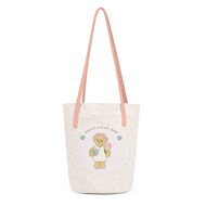 Designer Canvas Bucket Bag Single Shoulder Commuter Bag Tulip Bear Cartoon Depict Handbag Eco-Friend