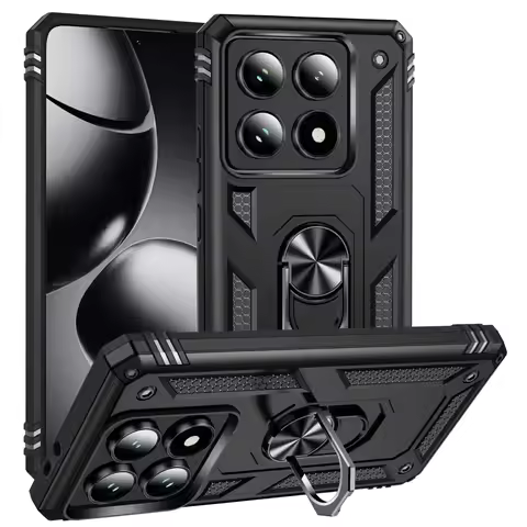 For Xiami Mi 14T Pro Shockproof Folding Armor Case For Xiami Mi 14T Stand Holder Ring Cover
