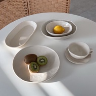 YEOEUL CERAMIC Handmade Korea Ceramic Dish Set / Dinnerware plates bowls / Ecru color