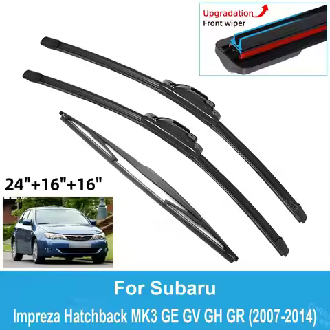 3PCS Car Wiper Blades for 2007-2014 Subaru Impreza MK3 GE GV GH GR Rear Windshield Wipers Double Rub