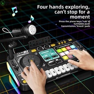 PIDDING Kid DJ Mixer, Multifunctional With Microphone Electronic Piano Keyboard,  Interactive Music 