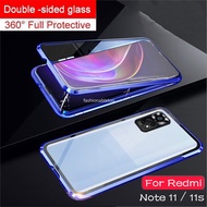 Double sided Tempered Glass Phone Case For Xiaomi Redmi Note 11 pro 11s Note11pro 4G 5G Casing Magnetic Metal Back Cover