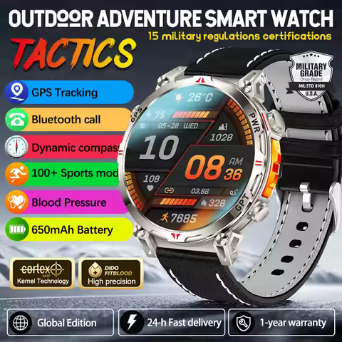 Military GPS Sports Smartwatch Tactical Version Men 650mAh Battery 3ATM Waterproof Heart Rate Blood 