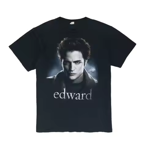 Vintage Edward Cullen Twilight Anvil T Shirt Size Large Black Movie Promo