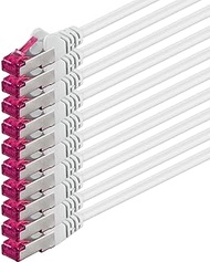 1aTTack.de 0.15 m - White - Pack of 10 - Network Cable CAT6a (10Gb/s) S-FTP CAT 6a LAN Cable - GHMT 