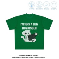 Silly Kisser Meme Femboy Pride Lgbtq+ Graphic T-Shirt - Black Unisex Cotton Tee With Playful Cat Des