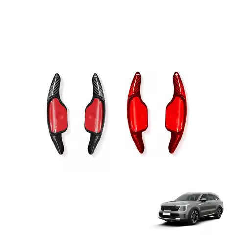 2 pcs Real Carbon Fiber Red Black Steering Wheel Shift Paddle Steering Shifter Extension For Kia Sor