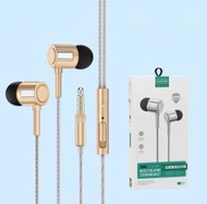 文記 - 有線入耳式圓孔帶線金屬耳機適用華為vivo/oppo(E25金色【盒裝】)#M057028024
