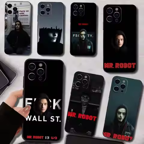 TV Mr Robot FSociety nickelodeon Phone Case For iPhone 17,16,15,14,13,12,11 Plus,Pro Max,XS,Soft Bla