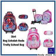 Beg Sekolah Roda 6 Wheels Trolley School Bag Staircase Bag Sekolah Troli Trolley Bag Naik Tanggal Trolley Beg