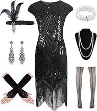 WILDPARTY 1920s Women Flapper Dresses Gatsby Sequin Dresses Vintage Lace Fringed Cocktail Dress with