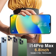 【 Hp Ready 2022】โทรศัพท์มือถือ I14 Promax 6.8นิ้ว HD 4G,เครือข่าย5G Ram 8G ROM 256G I14 Pro Max แบตเตอรี่จดจำใบหน้า7800Mah Android 12.0 AI ขับเคลื่อน48mp + 108mp