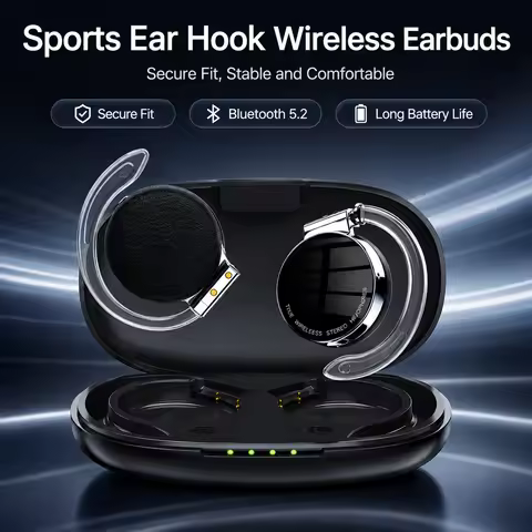 Open-ear Sports Wireless Earbuds Bluetooth 5.2 Ear Hook Headphones IPX5 Waterproof 18H Battery for R