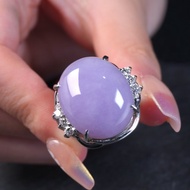 紫羅蘭翡翠蛋面戒指 PT900白金鑽石 | 天然緬甸玉翡翠A貨 | 送禮