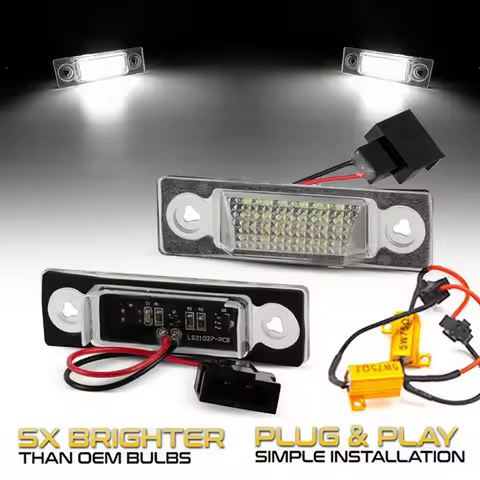 2Pcs 6000K LED Number License Plate Light Lamps For Seat Alhambra 7V & Ford Galaxy WGR & VW Sharan 7