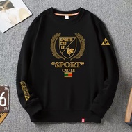 [M-5XL] Pla Korean Version French Large Size Round Neck Sweatshirt Men's Loose Pullover Hoodless Str