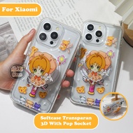 Transparent Case + Popsocket Redmi 13 13 5G 13C A3 9C 9T 10A 10C 6A Note 10 Note 11 Note 13 5G Note 