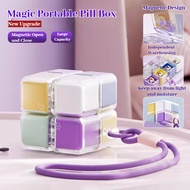 8 Grid Lanyard Pill Box Rubik's Cube Medicine Box Portable Travel Mini Divided Pill Box便携药盒