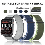 24mm Nylon Hook-and-Loop Strap for Garmin Venu X1 Metal Connector Breathable Sport Replacement Wrist