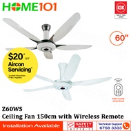 KDK Super Deluxe Ceiling Fan 150cm w/ Remote Ctrl Z60WS