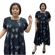 (2XL/3XL/4XL/5XL/6XL) Premium Leaves Square Neckline Dress (With Lining) UK16 UK18 UK20 UK22 UK24 Pl