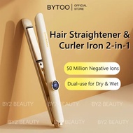 BY2 Negative Ion Straightener Hair Curling Iron 10 Temperatures Fast Heating Anti-Scald