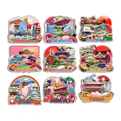 Tokyo Osaka Nagoya Yokohama Fukuoka Japan Fridge Magnet Travel Souvenir Gift Handmade Decorative Ref