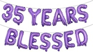 35 Years Blessed Multicolor Glitter Balloon Banner, 35th Birthday/Wedding Anniversary Party Decorati
