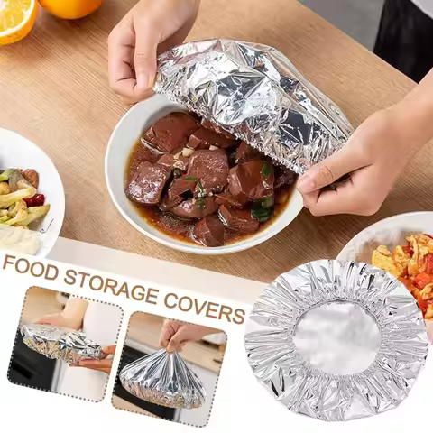 10Pcs Reusable Aluminum Foil Bowl Cover Food Grade Refrigerator Accessories Saran Wrap Fresh-keeping