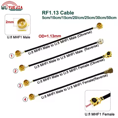 1Pcs RF1.13 Cable U.fl-MHF-1-Compatible MHF1/UFL Male Plug to Female Jack Connector 1.13 Coaxial Jum