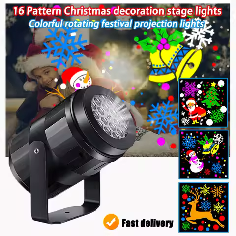 2024 Led Rotating Projector Dance Desk Lights Christmas 16 Pattern Indoor/Outdoor Laser Lamps Festiv