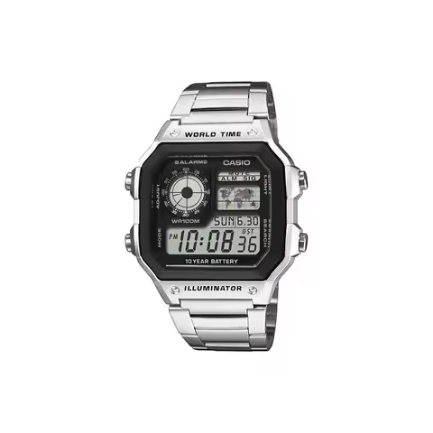 Casio AE-1200WHD-1AVEF Men's Watch, Digital design with stainless steel strap, 100m water resistance