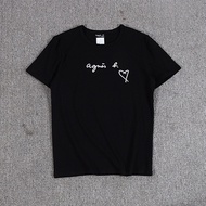 New agnes b short-sleeved t-shirt men and women round neck casual top couple wear