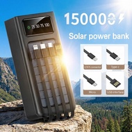 150000mAh solar power bank with flashlight and large capacity support solar charging power bank