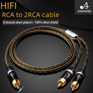 ATAUDIO HiFi RCA to 2 RCA OCC Audio Cable 8-core Silver Plated RCA Male to 2 RCA Male Cable for Amplifier DVD Computer