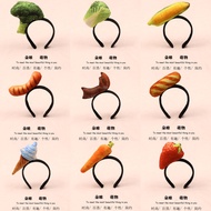 Halloween Headband Funny Hot Dog Bread Headband Creative Plush Food Headband Cute Vegetable Fruit Ha