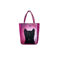 90s ANYA HINDMARCH London Black Cat Kitsch Printed mini handbag