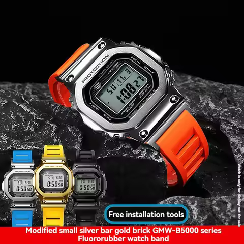 Modified Fluorine rubber watchband For Casio GMW-B5000 Gmw b5000 GM-B2100 series Men's Sports Waterp