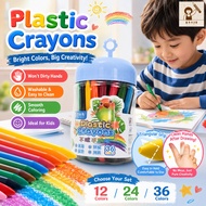 12/24/36 Colors Washable Crayons for Kids Plastic Crayon Set Do Not Dirty Hands Art Stationery Crayo