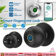 【Local Stock】Round Smart Lock Fingerprint Lock Cylindrical Door Lock Cylinder Lock Bedroom Lock Round Door Lock