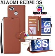 XIAOMI REDMI 3S FLIP LEATHER CASE PREMIUM-FLIP WALLET CASE KULIT UNTUK XIAOMI REDMI 3S - CASING DOM