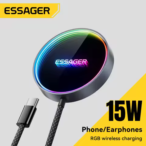ESSAGER 15W Magnetic Wireless Chargers Qi Qi2 Wireless Charger Fast Charging Pad for iPhone 17 16 15