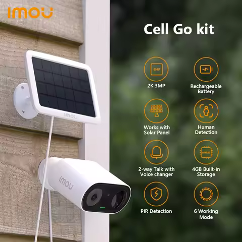 IMOU Cell Go Outdoor Surveillance Camera 2K Rechargeable with Solar Panel WiFi Human Detection Vlog 