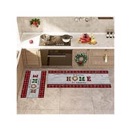Karpet Dapur Karangan Bunga Natal Set Terdiri dari 2 Papan Kayu Pertanian Keset Pintu Lantai Dapat D