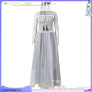 []-Women Halloween Dead Bride Costume Ghost Corpse Bride Corset Dress and Veil Floral Headband Outfi