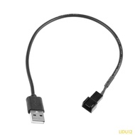 Lidu12 32cm 12 60in Fan Power Adapter Cable 1 to 1 Ways USB 2 0 A Male to 3 Pin Male 5V PWM Fan Conn