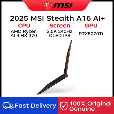 2025 MSI Stealth A16 AI+ Gaming Laptop 16 Inch 2.5K 240Hz OLED Screen Netbook AMD Ryzen AI 9 HX370 3