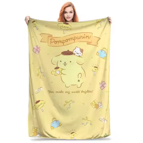Super Soft Pompompurin Throw Blanket Premium Fleece Flannel Lightweight Bed Blanket Cozy Warm Bedspr