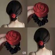 KOREAN STYLE RED ROSE HAIR TIE A3